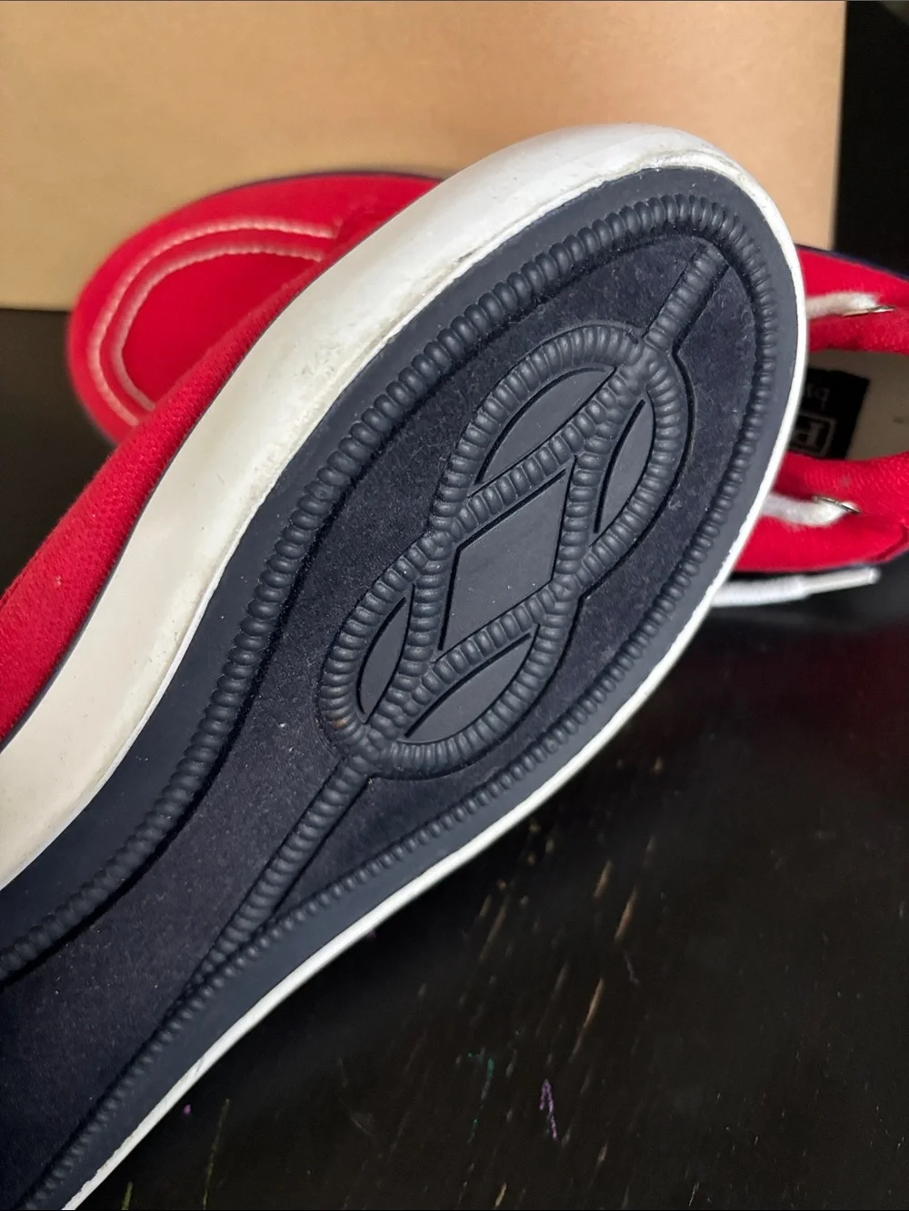 Polo by Ralph Lauren Kids Red Canvas Moccasins with White Laces